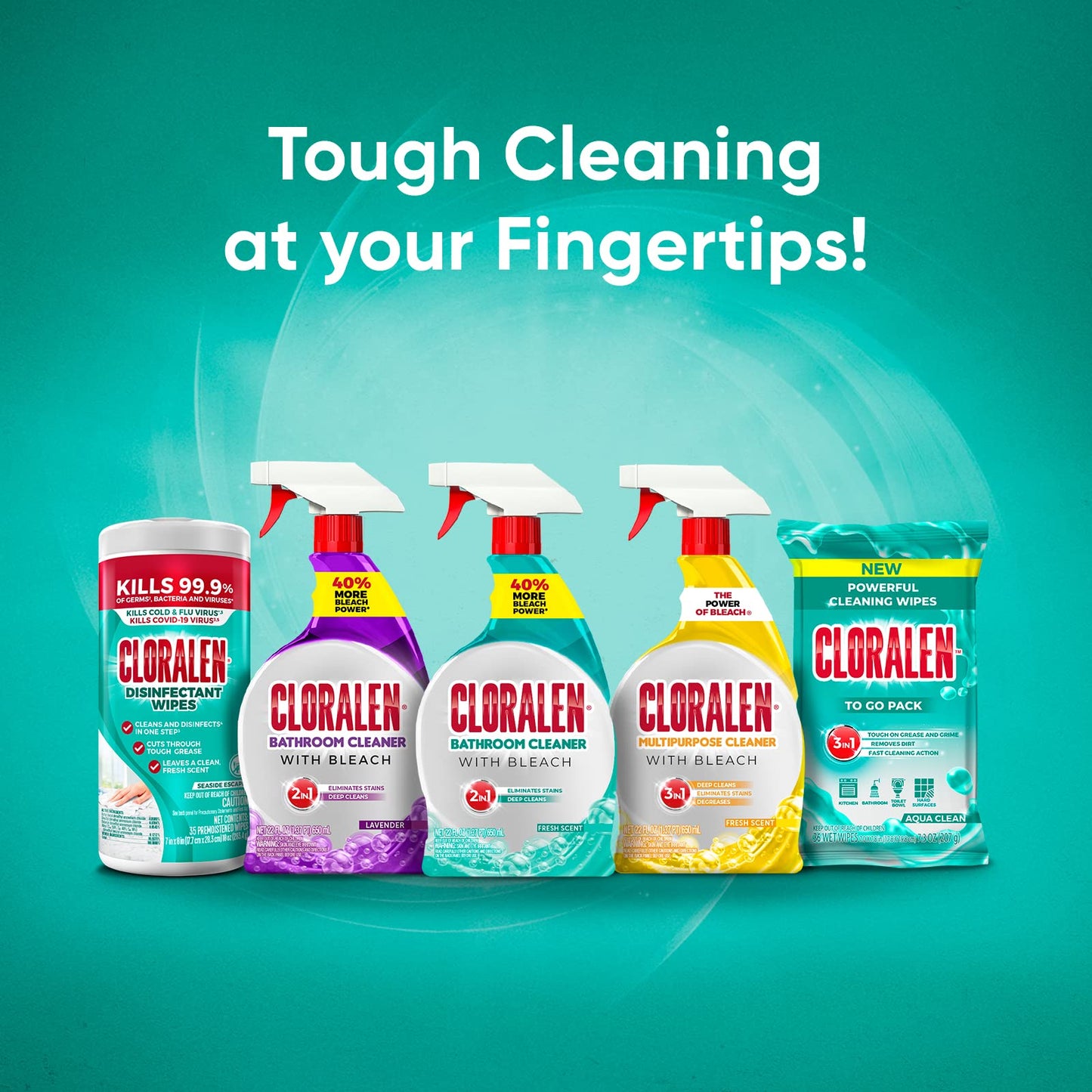 Cloralen All Purpose Cleaner with Bleach Spray - 32 fl oz - Fresh Scent - 3-in-1 Multipurpose Cleaner Spray - Deep Cleans, Eliminates Stains & Degreases