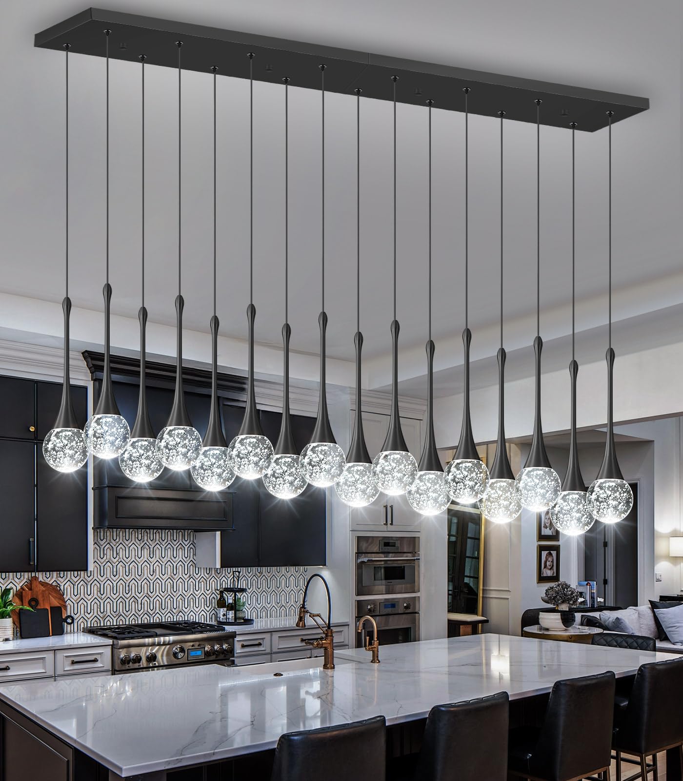 16 Lights Modern Glam Crystal Chandelier For High Ceiling Led Dimmable Pendant Light For Staircase Foyer Enterway Living Room Chandelier Lighting Black
