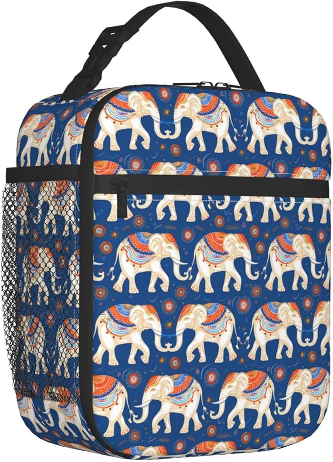 Elephant Lunch Box for Women Kids Girls Insulated Lunch Bag Lunchbox Adults Lunch Tote Bags Reusable Cooler for Work Office School Picnic Travel