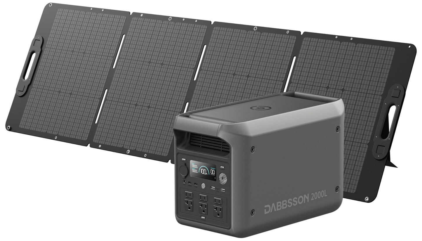 Dabbsson 2000L Solar Generator With 210W Solar Panel, 2048Wh Semi-Solid Lifepo4 Battery W/6 2200W Ac Output, Compact&Lightweight