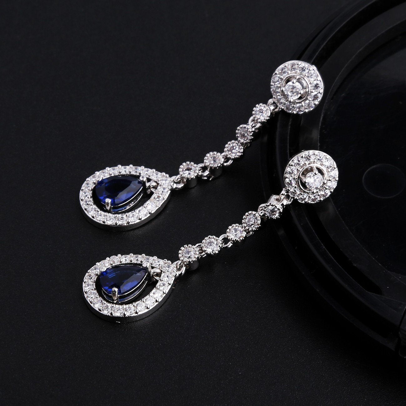 GULICX AAA Cubic Zirconia CZ Women's Party Jewelry Set Fashion Earrings Pendant Necklace Set Silver Tone