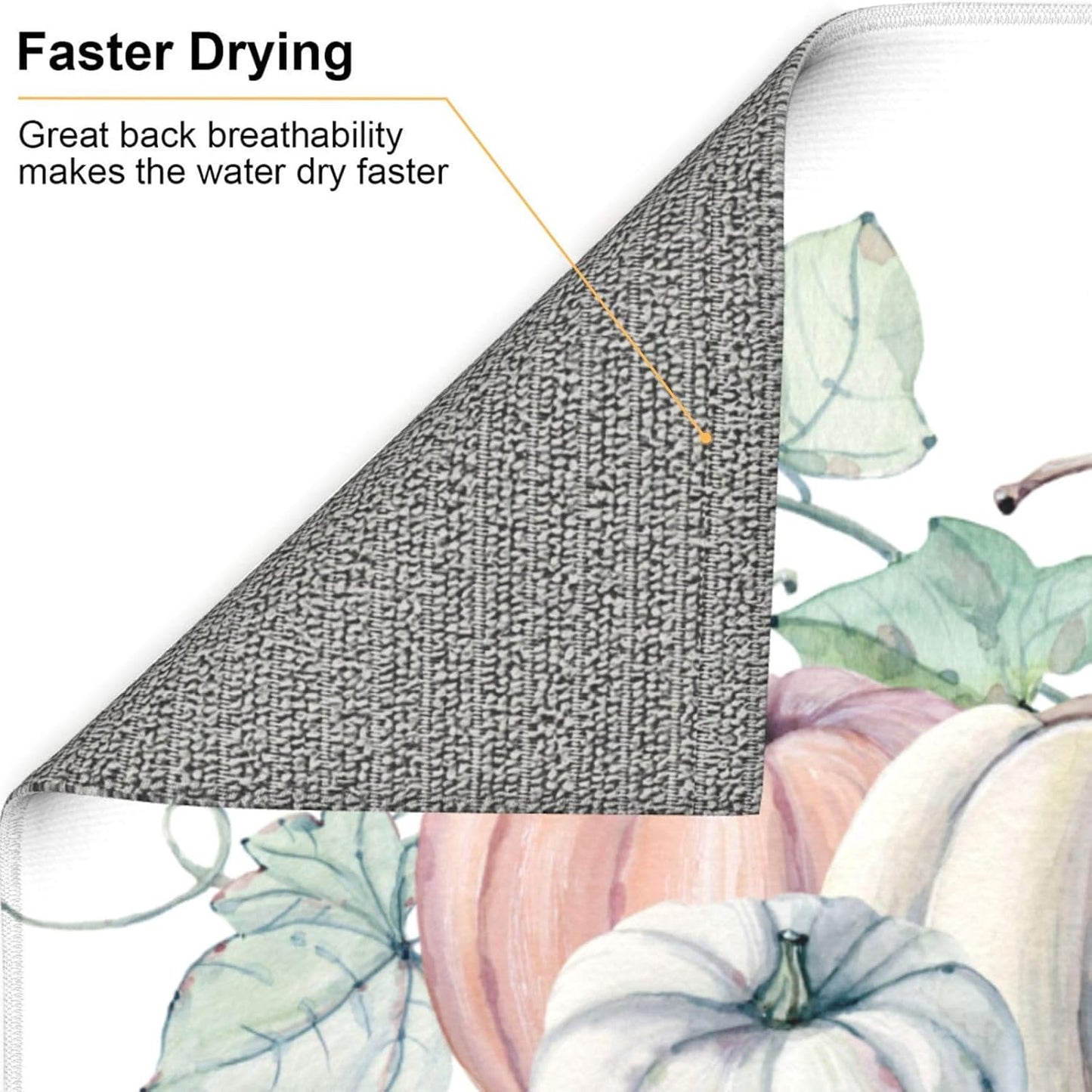 Dish Drying Mat Pumpkin Autumn Fall for Kitchen Counter Absorbent 16x18 Inch Microfiber Dishes Plate Glass Dry Draining Pad Reversible Washable