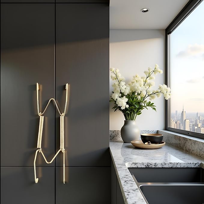 Gold Plate Dish Hanger Dismountable Wall Display Securing Clip W Type Dish Spring Holder Invisible Hook Home Decor Vertical Plate Holders (8 Inch)