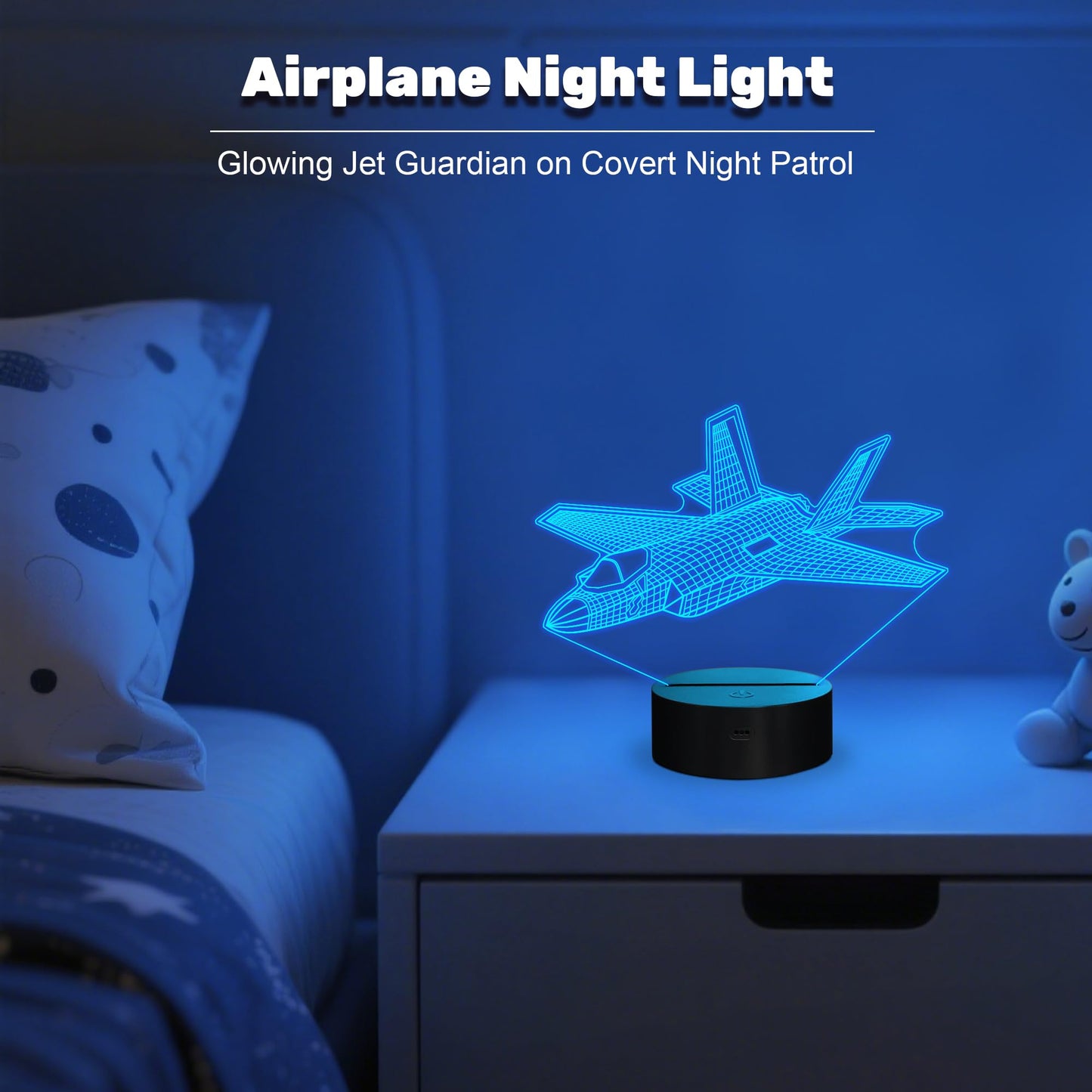 Fighter Jet Night Light  Air  Jet Gifts War Thunder 3D Illusion Lamp With With Remote Control 3D   Illusion Lamp For Room Decor  Gifts For Birthday Xmax Entry Graduation For Men Boy Kids