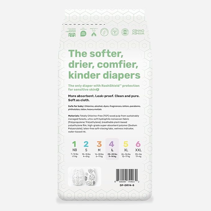 PARASOL Clear+Dry Disposable Diapers | RashShield Protection, Leakproof Design, Hypoallergenic | Size 4, (20-32 lbs) 48 Count