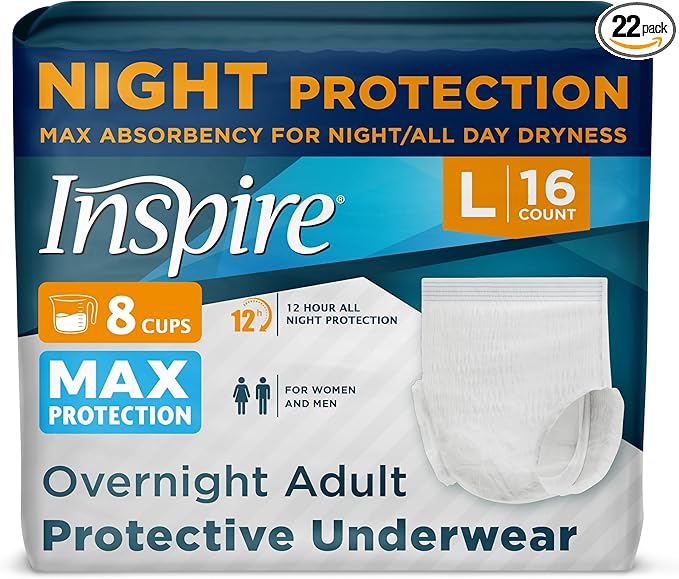 Inspire Adult Diapers Women or Men - MAX Absorbency | Our Most Absorbent and Dry, Incontinence Underwear for Women or Men...