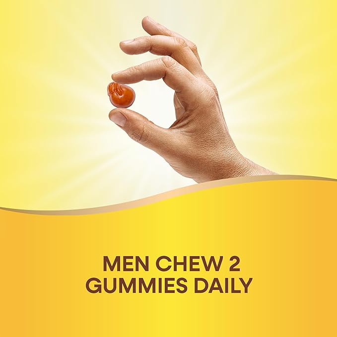 Nature’s Way Alive! Zero Sugar Men's Gummy Multivitamin, Energy Metabolism*, Muscle Function*, B-Vitamins, No Sugar Alcohols, Plant-Based Sweeteners, Peach Flavored, 80 Gummies