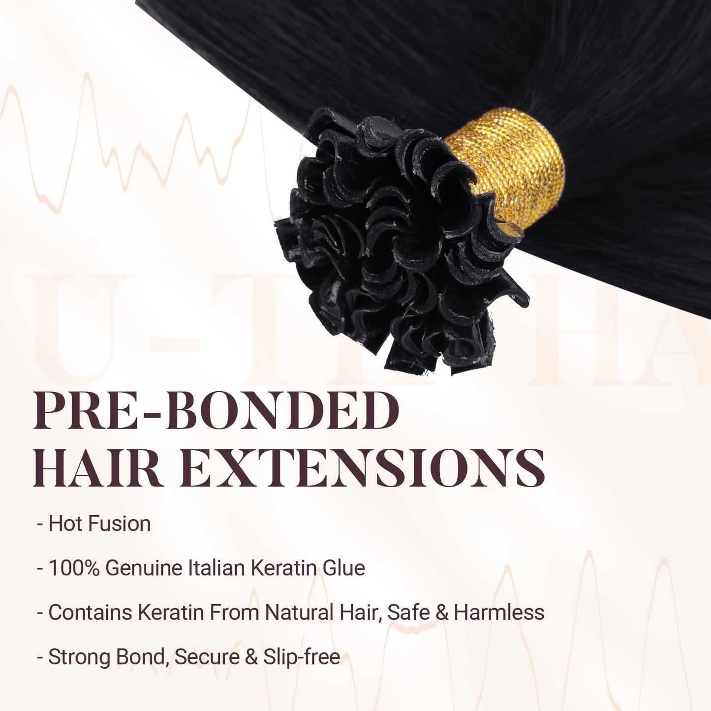 MAXITA U Tip Hair Extensions Human Hair, Jet Black Hair Extensions Real Human Hair, 50g/50 Strands/Pack, 16 In Virgin Human Hair