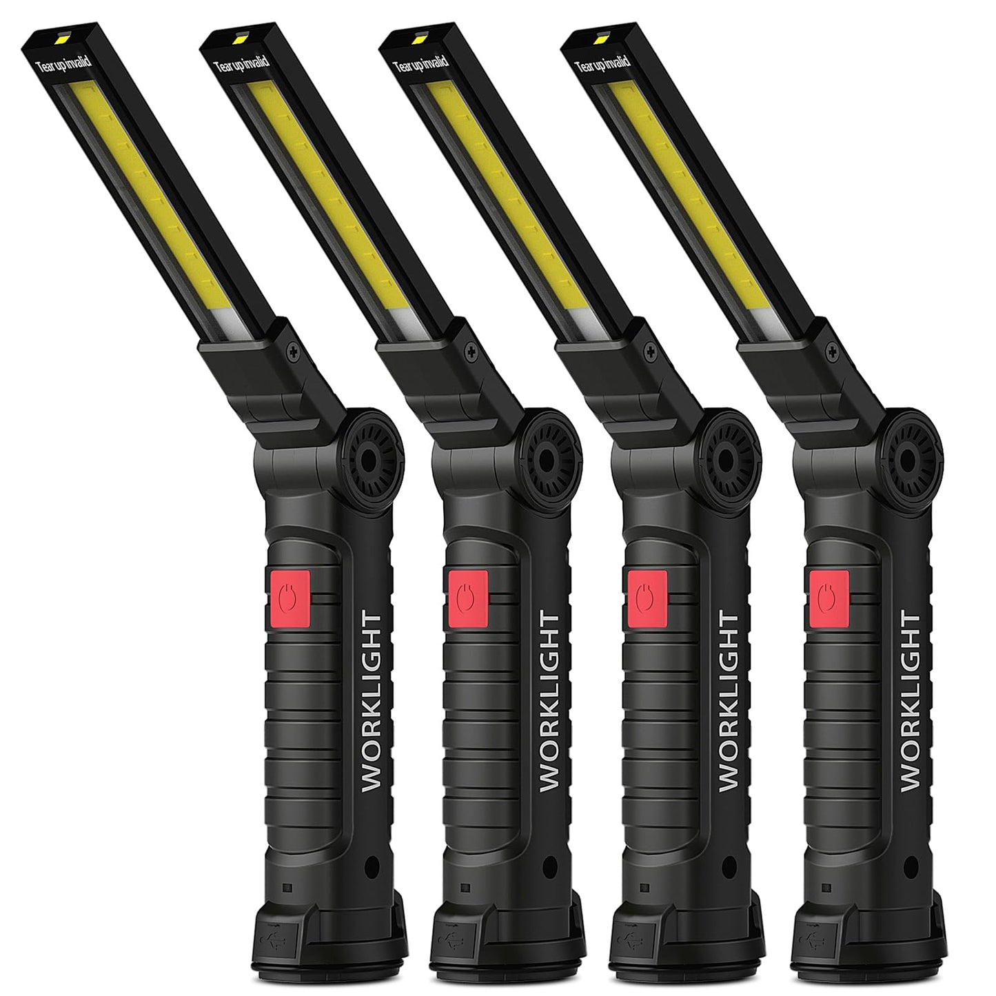 Coquimbo Tool Gifts for Men Him, Rechargeable LED Work Lights Grill Light with Magnetic Base 5 Modes 360° Rotate Mens Gifts for Dad Husband Grandpa Boyfriend (4 Pack Black)