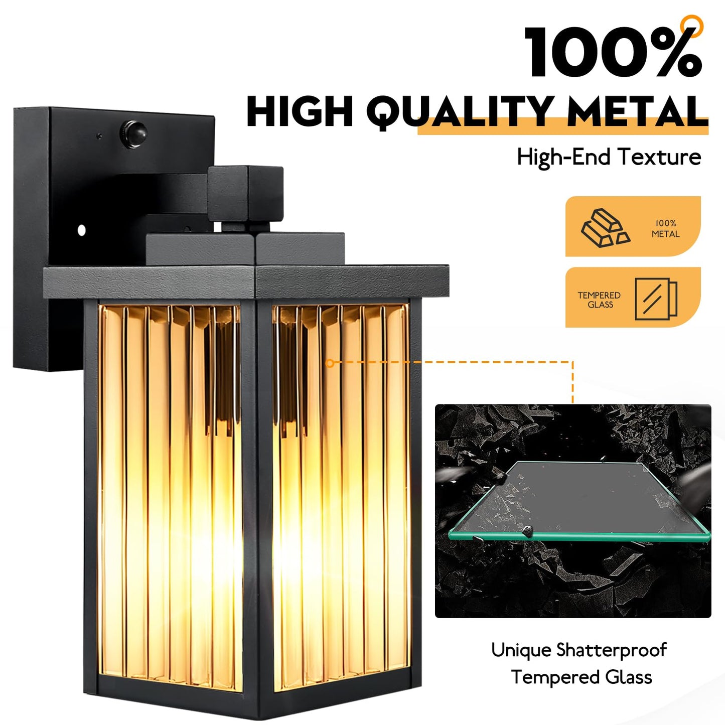 Hameso 2 Pack Outdoor Motion Sensor Lights  Dusk To Dawn Outdoor Wall Light Fixtures  Waterproof Exterior Lighting For Front Porch  Garage  Entryway  Yard  House (Black)