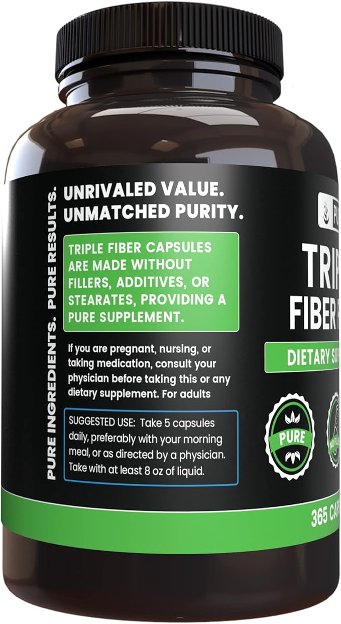 Pure Original Ingredients Triple Fiber and Vitamin C Bundle, 365 Capsules Each, Always Pure, Lab Verified