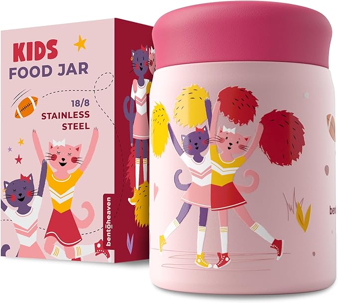 Bentoheaven Kids Food Jar (10oz) - Vacuum Insulated Food Container - Premium Double Wall Stainless Steel - Easy to Open - Keeps Soup & Food Hot/Cold - Lunch Box Thermos for Hot Food Kids (Rose Pink)