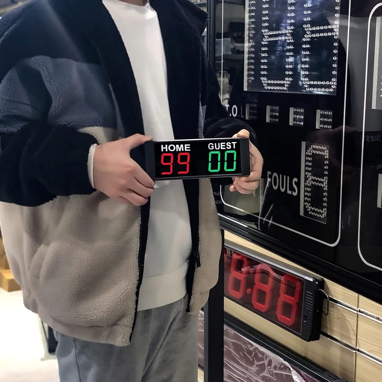 YZ Magnetic Battery Powered Cornhole Scoreboard,Portable Digital Scoreboard with Remote,Ping Pong Score Keeper with Buzzer,LED Electronic Scoreboard for Basketball/Baseball/Volleyball/Billiard Games