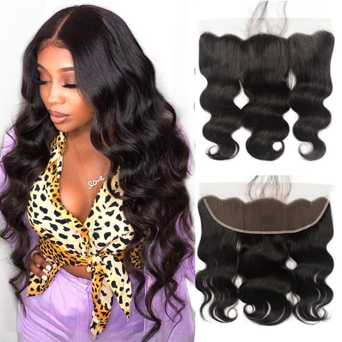 13x4 Body Wave Lace Closure Human Hair 100% Unprocessed Free Part Human Hair Natural Black Color (13x4 Body Wave, 14 Inch)