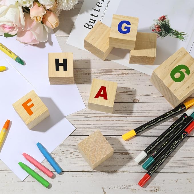 8PACK 2 inch Wooden Cubes Blocks, Natural 5x5x5cm Unfinished Square Wooden Blocks Wood Cubes for Crafts and DIY Projects, Puzzle Making, Painting, Carving