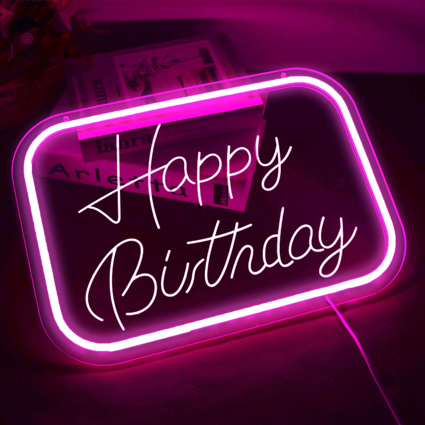 Qbanziou Happy Birthday Neon Signs For Wall Decor
