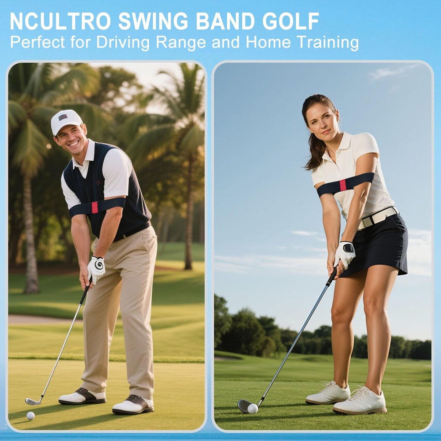 Golf Swing Band, Golf Arm Band Training Aid - Adjustable Golf Connection Band for Swing Plane & Muscle Memory, Golf Swing Training Aid for Driving Range and Final Putt Practice