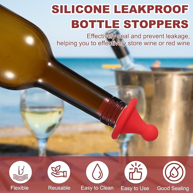 uxcell 3 Pcs Silicone Roof Shape Wine Stopper, Reusable Wine Stoppers Airtight Leak-proof Bottle Plug Liquor Saver with Beer Beverage Bottle Stopper for Bar Holiday Party, Black