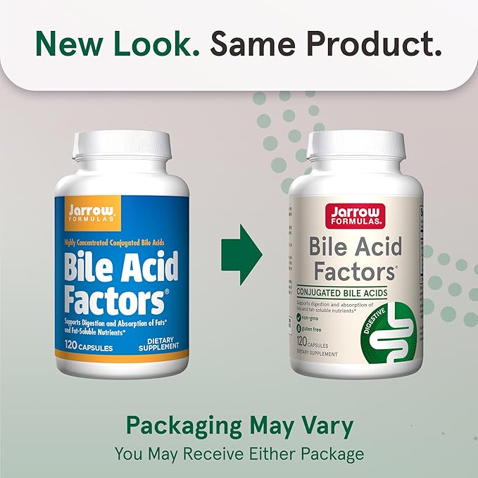 Jarrow Formulas Bile Acid Factors 1000 mg With Conjugated Bile Acids, Dietary Supplement for Digestion Support and Absorption of Fats & Fat-Soluble Nutrients, 120 Capsules, 30 Day Supply
