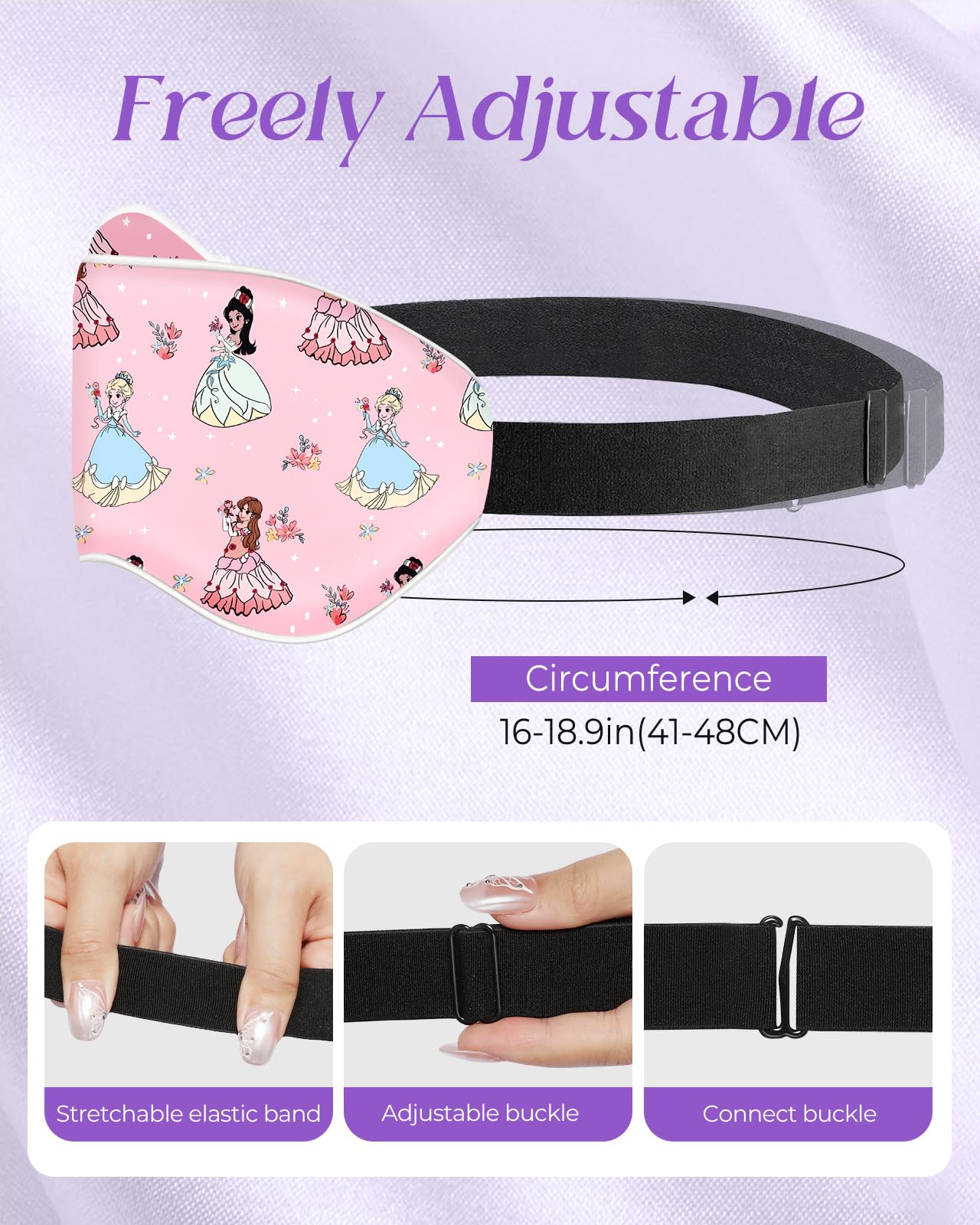 Miss Adola Sleep Mask for Kids - Cute Cartoon Silk Eye Mask for Sleeping with Adjustable Strap Soft Smooth Light Silk Kids Eye Cover for Boys Girls Teens, Flower Girl