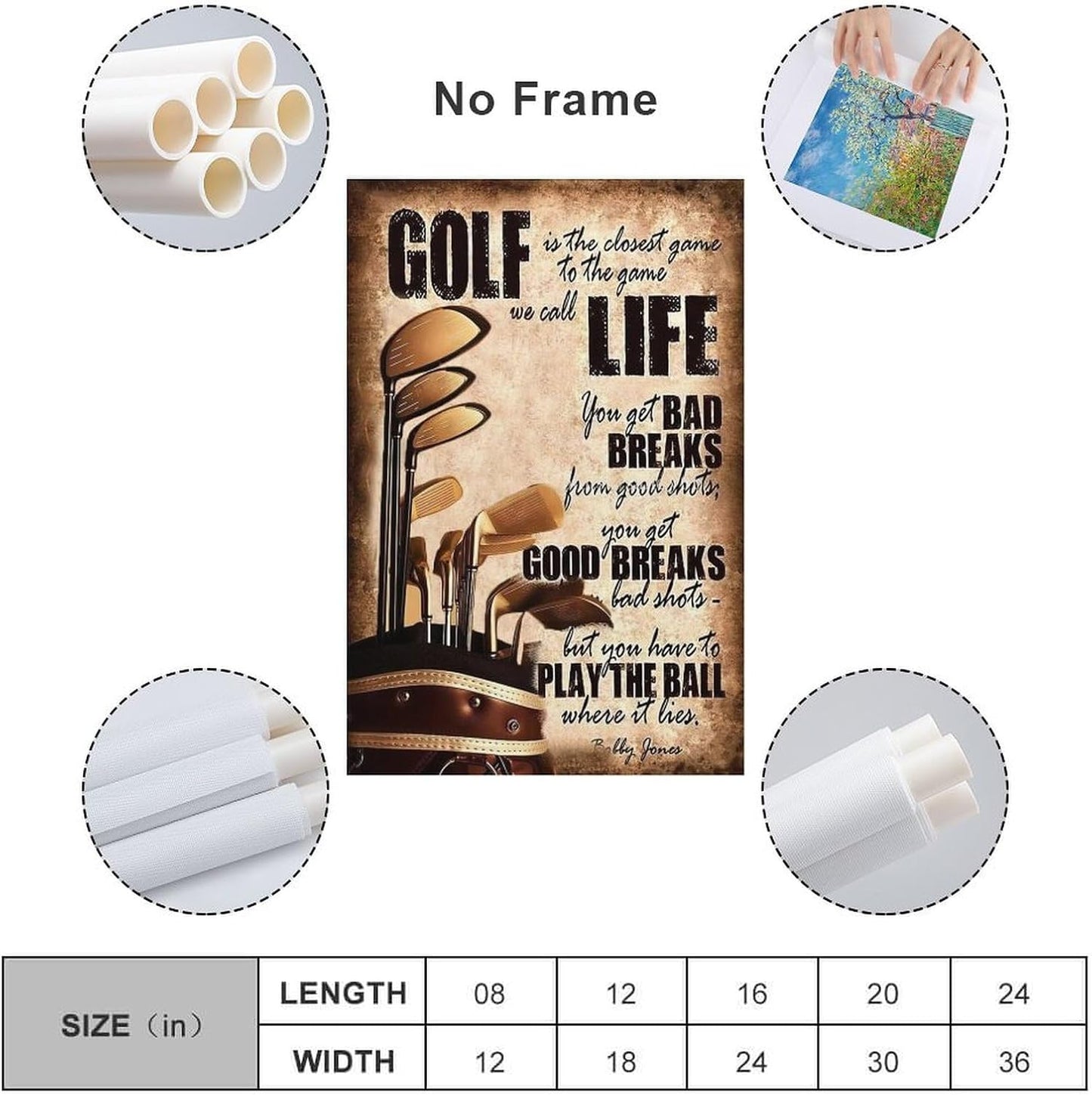 Golfing Classic Vintage Golf Life Art Posters, Sport Lovers Gifts, Canvas Painting And Wall Art Pictures Are Used For Room Aesthetics And Decoration 24x36inch(60x90cm)