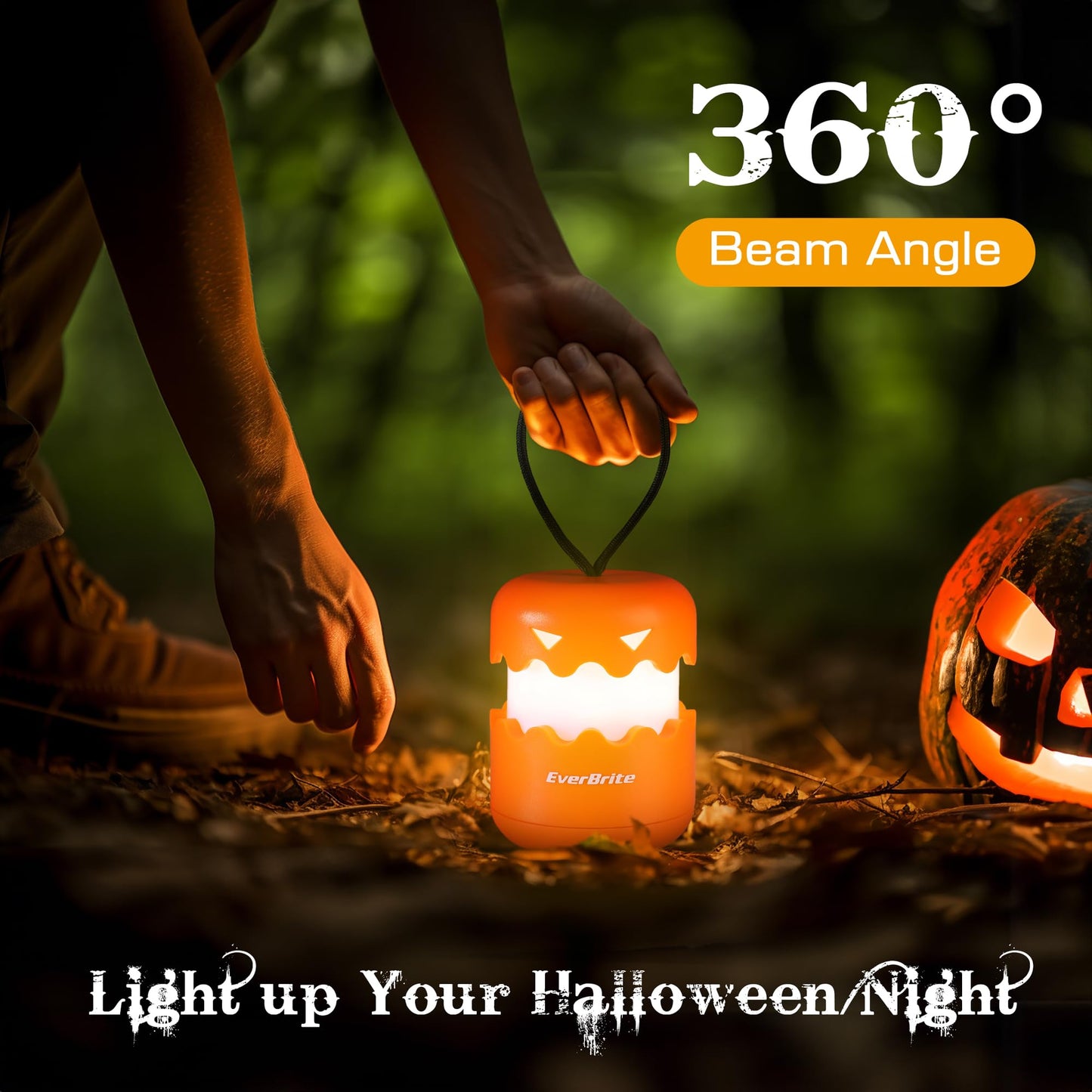 Everbrite 3-Pack Collapsible Halloween Pumpkin Lanterns, Orange Abs Light-Up Jack O Lanterns For Kids, Model E041044A