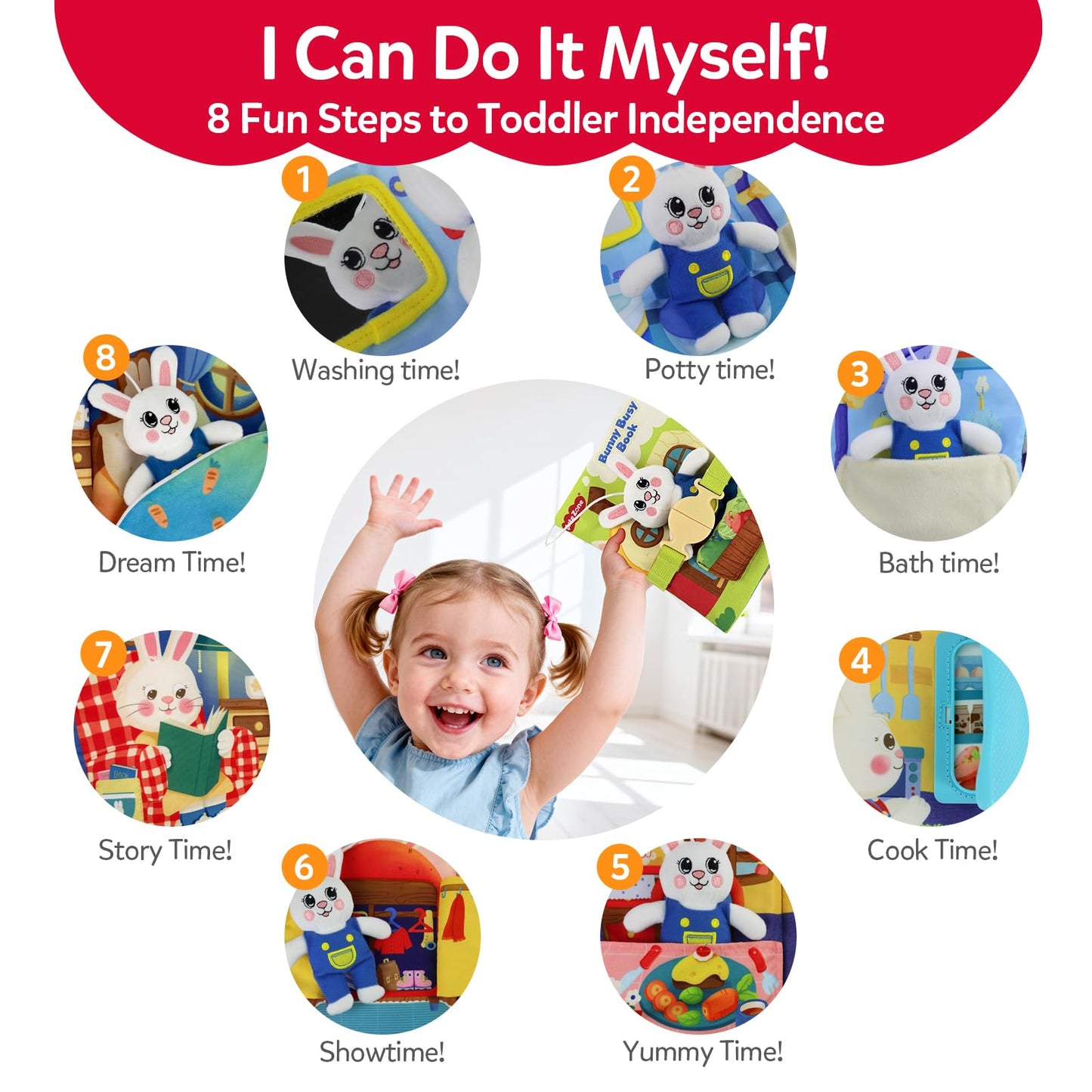 CuteZone Montessori Busy Book for Toddlers 1-3,Busy Board with 12 Sensory Activities & Fine Motor Skills,Travel Toys for Airplane Car,Educational Learning Gift for 1 2 3 Year Old Boys Girls