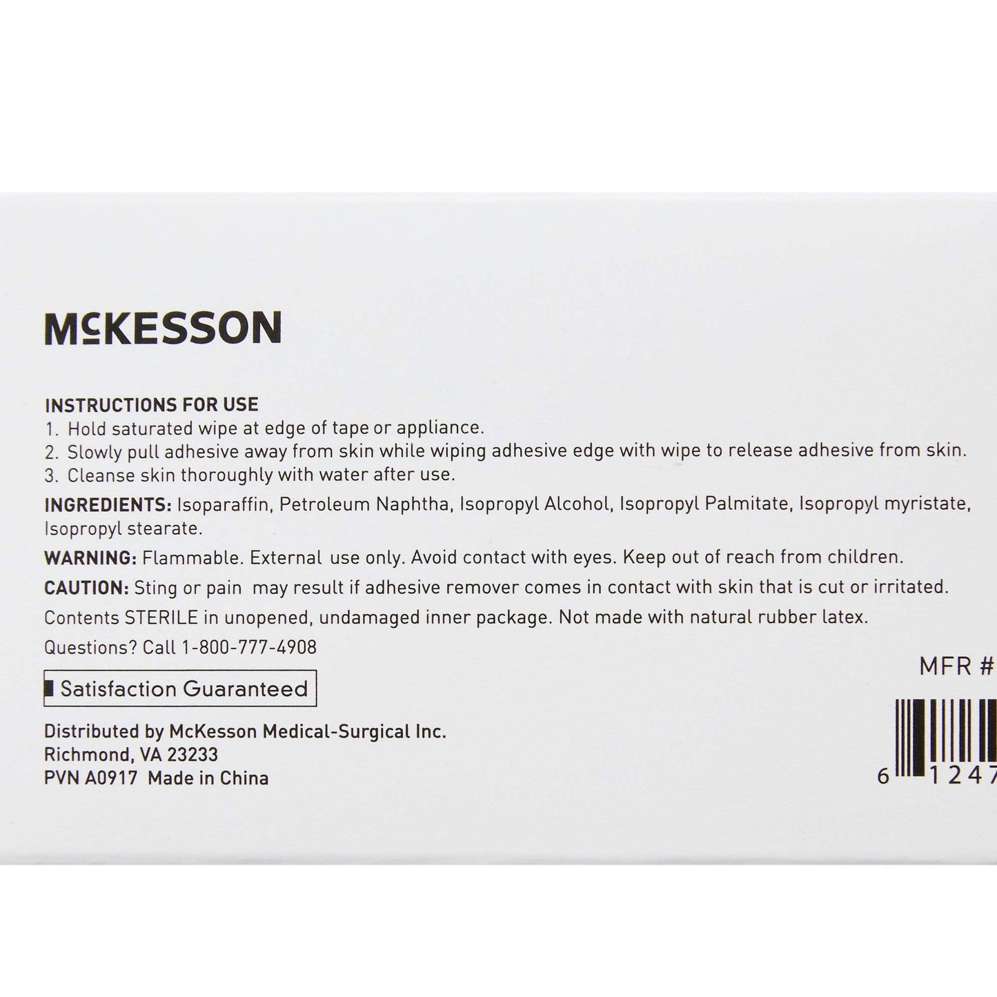 McKesson Adhesive Remover Wipes, Sterile, Individual Packet, 50 Wipes