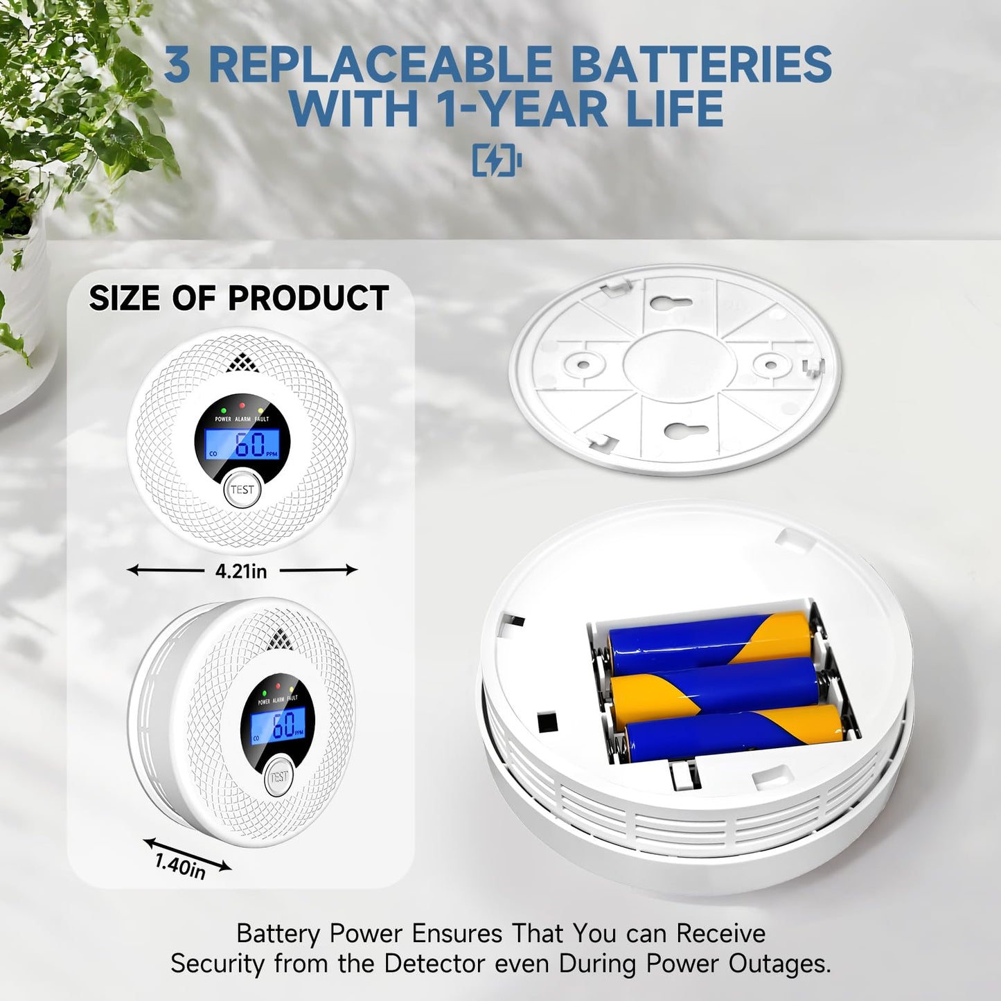 3 Pack Interconnected Smoke and CO Alarm with LCD Screen, 85dB Audible & Visual Alert, RF Sync Network, Battery Powered, Ideal for Multi-Room Setup in Home, Office, RV