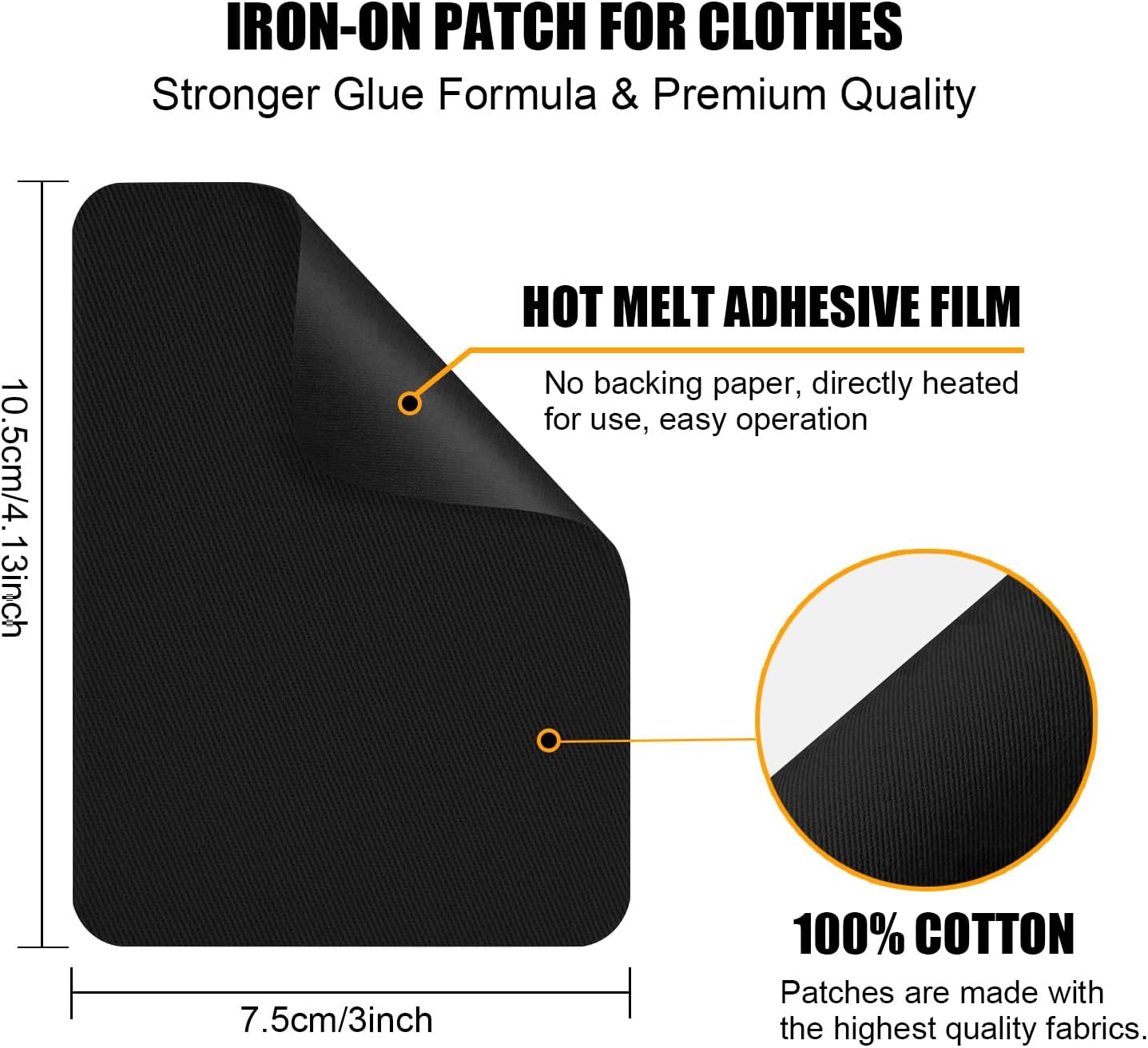 MOONSJONES Iron on Patches for Clothes Fabric Repair, 8 PCS Premium Strongest Glue Cotton Gear Reparing Patch for Holes Inside & Outside Pants, Jeans, Jacket, Hat, Canvas (7.5 cm x 10.5 cm-Blue)