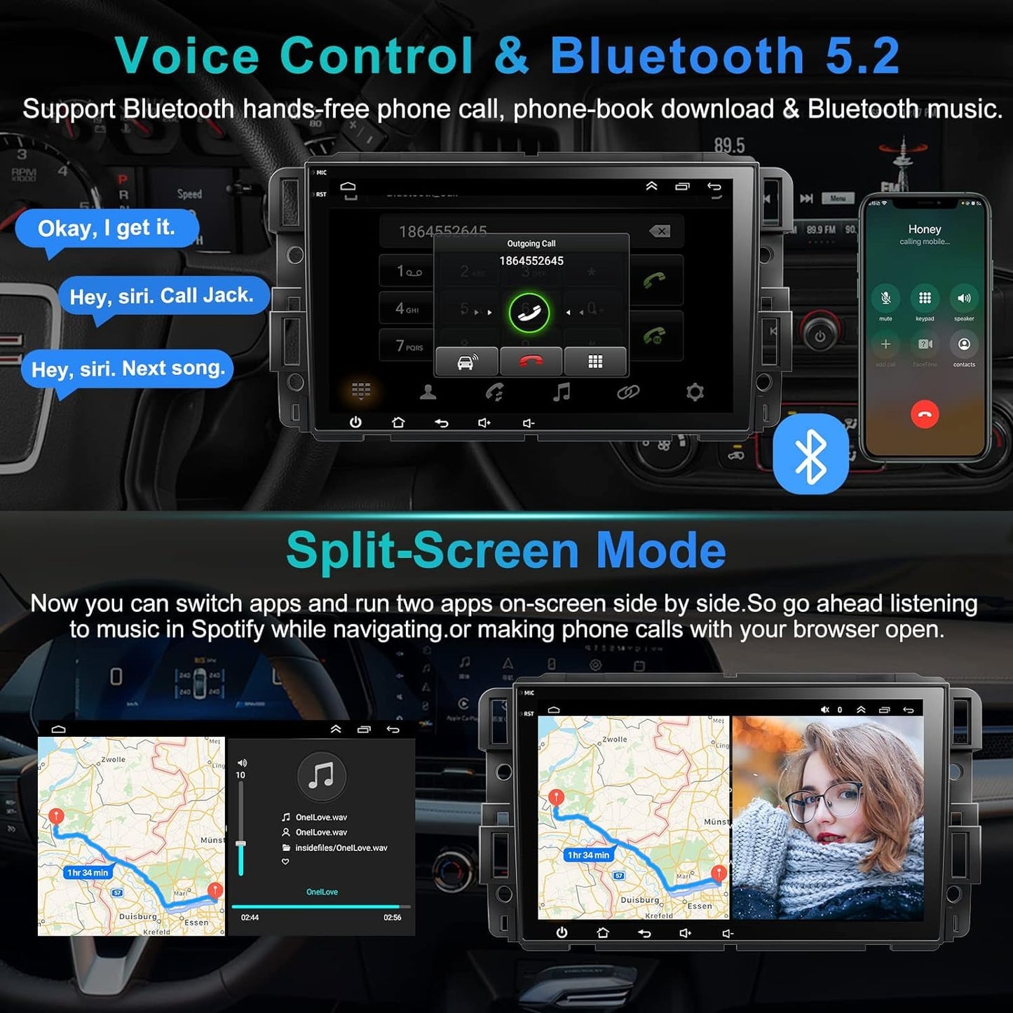 4+64 Android 13 Car Stereo Radio For Chevy Silverado Impala Gmc Sierra Buick Enclave 2007-2012, 8  Ips Touch Screen Car Radio Bu