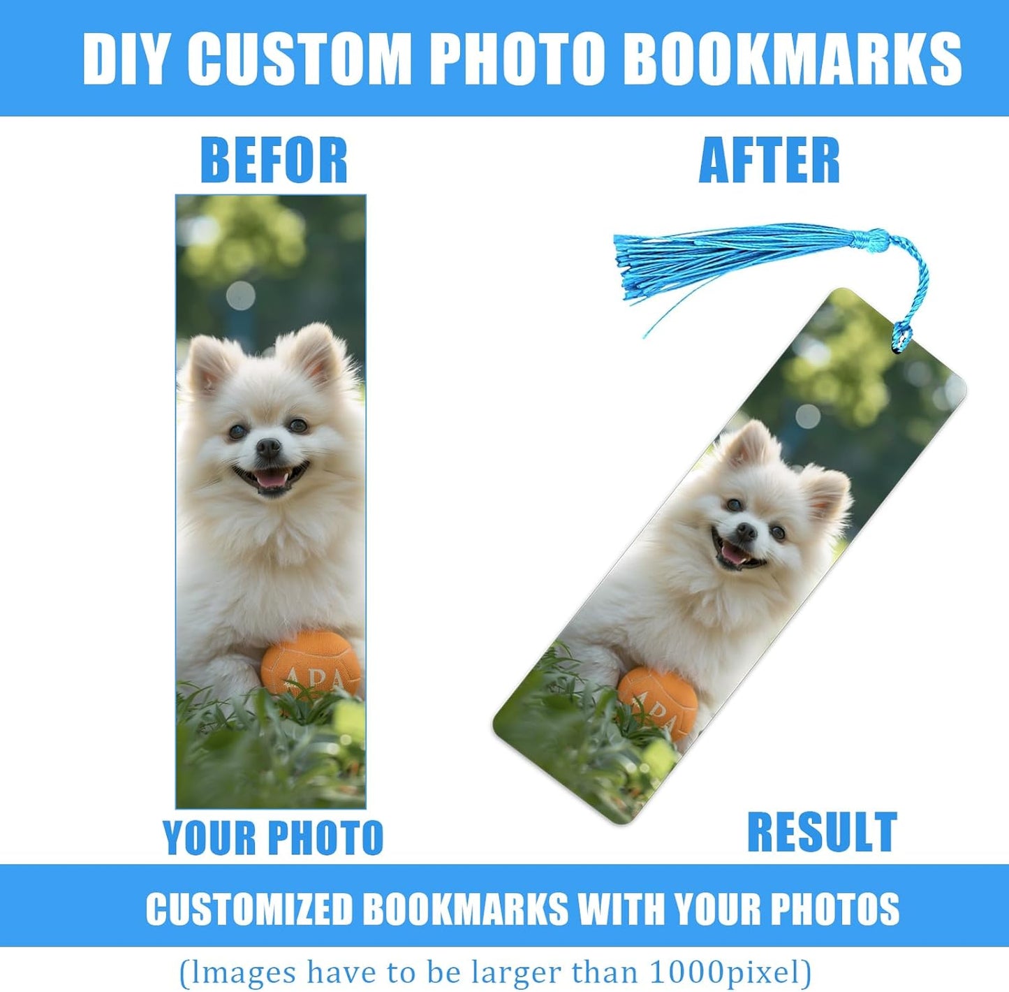 Custom Metal Bookmark, Personalized Double-Sided Bookmark with Text & Photo, Customizd Book Mark with Tassel for Book Lovers Women Men Birthday Christmas Anniversary Present