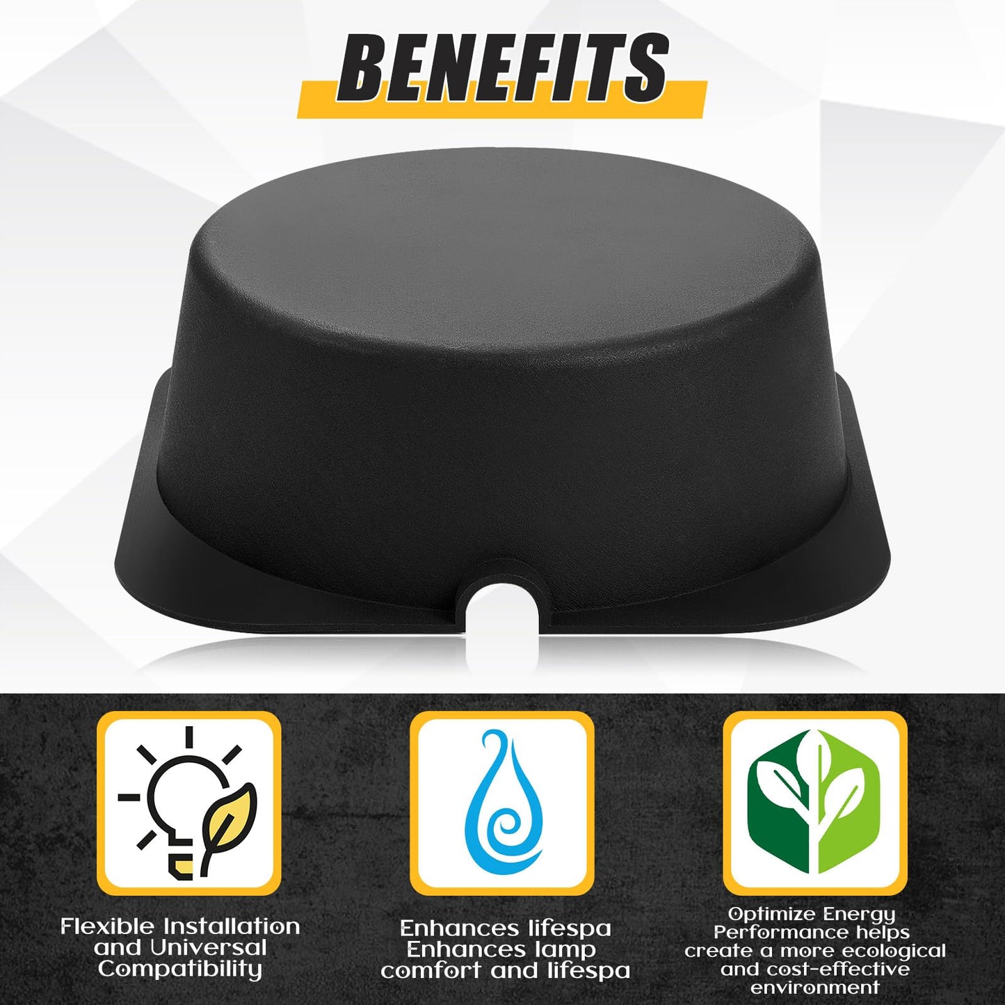 Tuanse 5 Pcs Recessed Light Cover For 6 Inch Lighting Fixtures 8.6 X 8.6 X 2.9 Inch Fire-Resistant And Energy-Saving Light Insulation Protect Cover For Attic (Black)