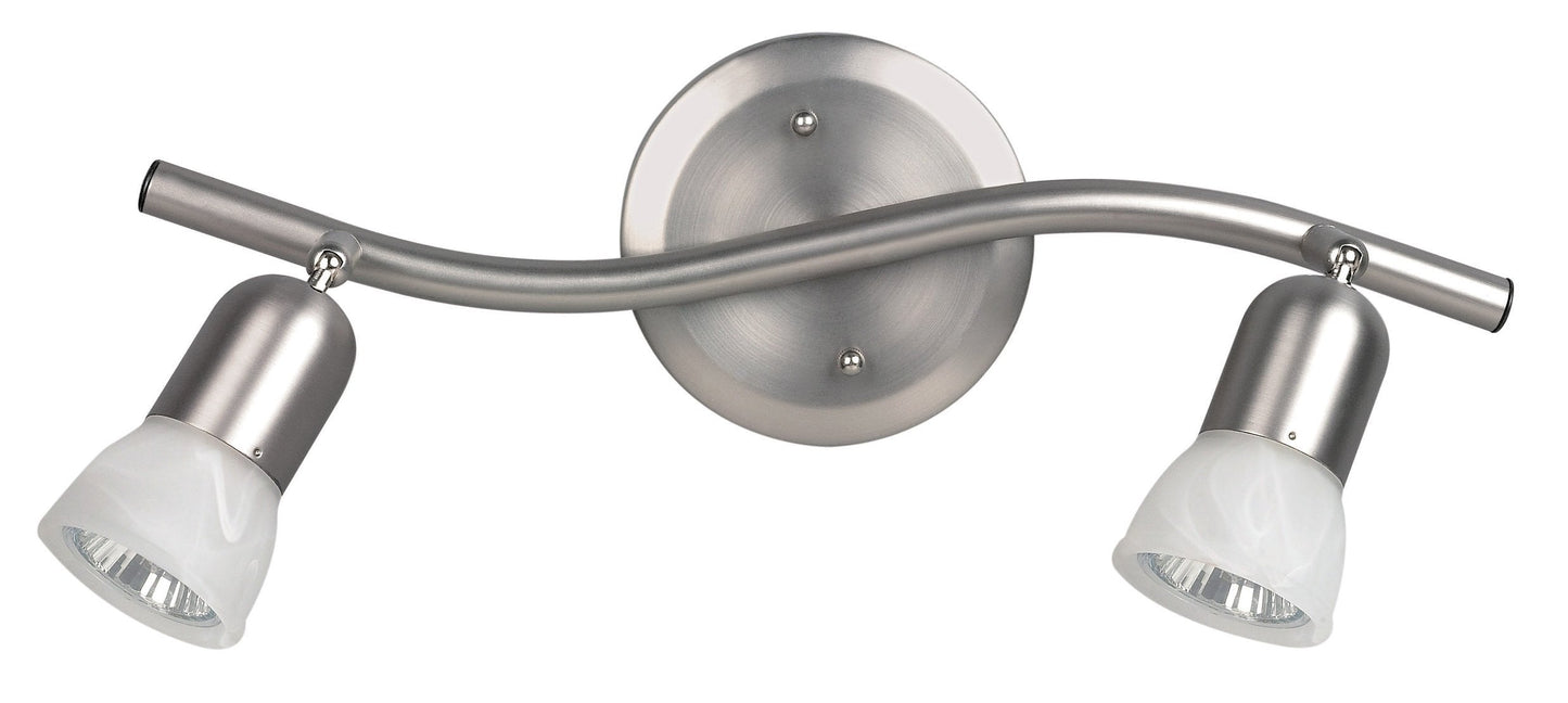 Canarm 2-Light Track Lighting, Adjustable Alabaster Glass Shades, Brushed Pewter Finish, 15in Wide, Model IT356A02BPT10