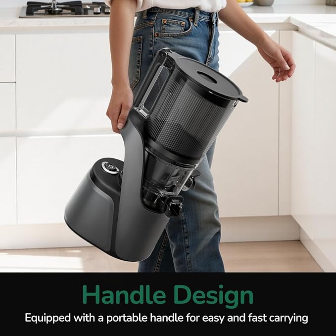 Canoly C16 Cold Press Juicer, with a 6" Wide Chute & Self-Precut, 3-in-1 Strainers (Juice & Sorbet & Nut Milk), BPA-Free Construction, Powered by a AC Brushless Motor (Space Gray)