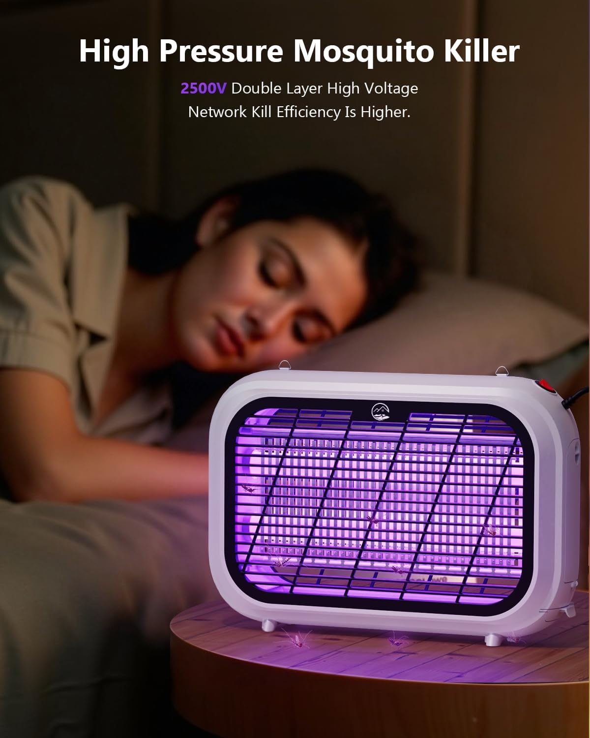 Bug Zapper Indoor, High Voltage Electric Mosquito Zapper, Durable Fly Trap Mosquito Trap, Fly Zapper with Removable Washable Tray for Home Patio Backyard, Including 2 Replacement Bulbs