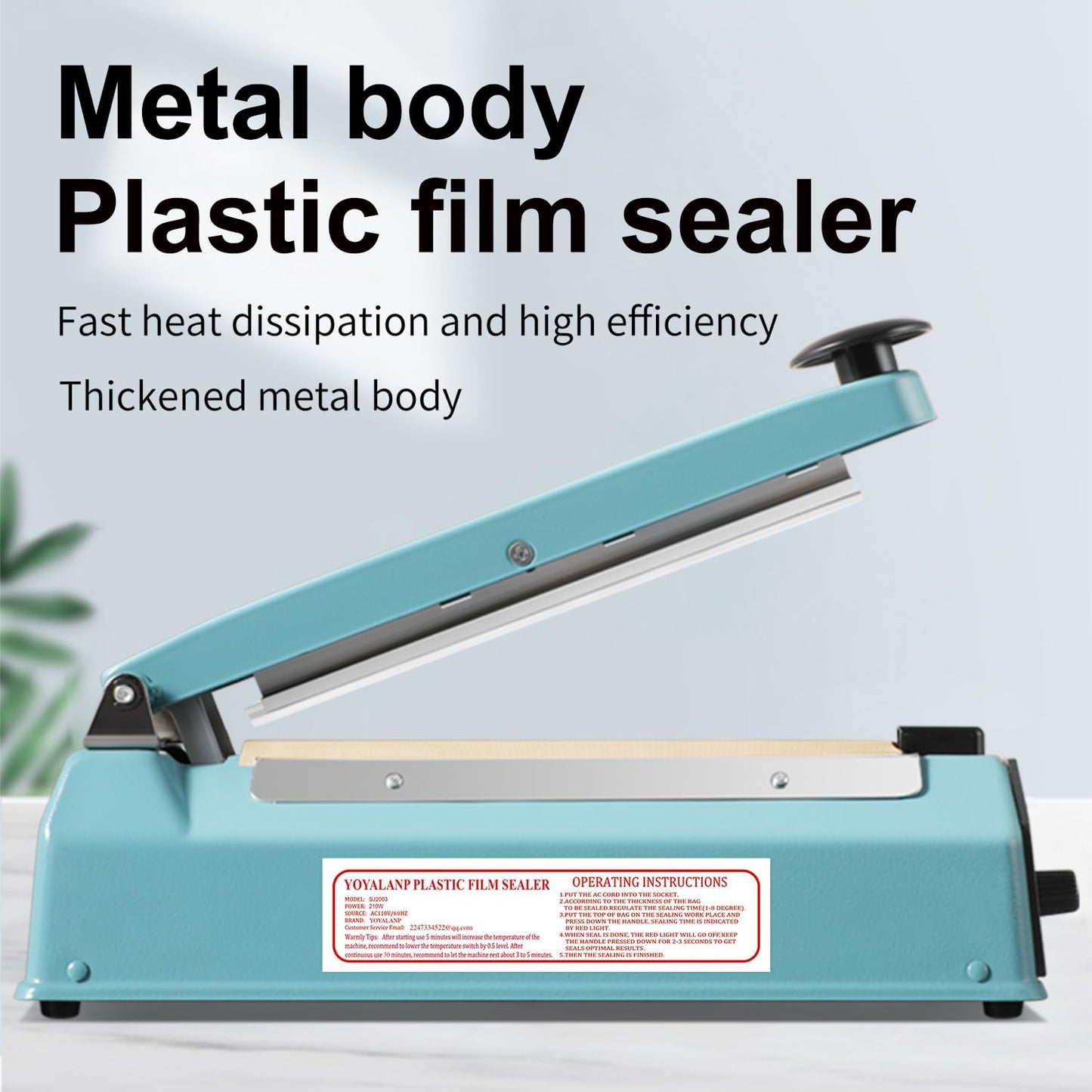 Metal body,Impulse Sealer 12 inch, Manual Heat Sealer Machine for Plastic Bags, Shrink Wrap Bag Sealers Heavy Duty Sealing Machine With Repair Kit (Blue)