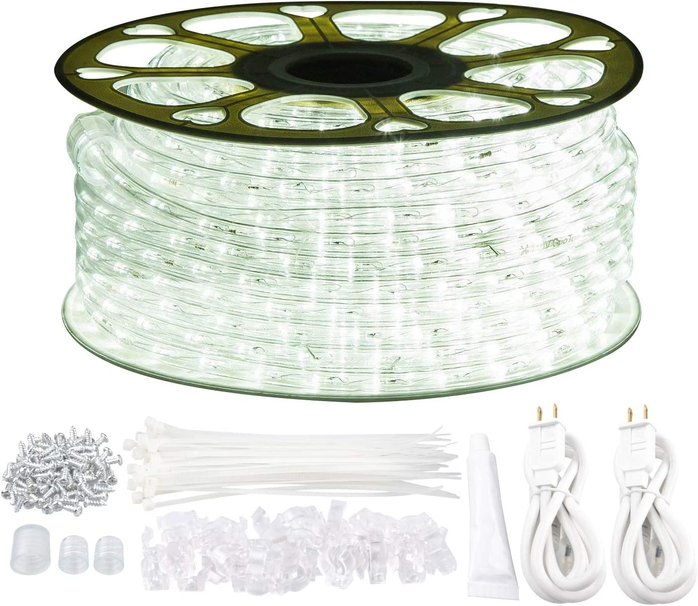 GUOTONG LED Rope Lights, Waterproof, Connectable, 131.2FT, White, Indoor/Outdoor Decorative Lighting
