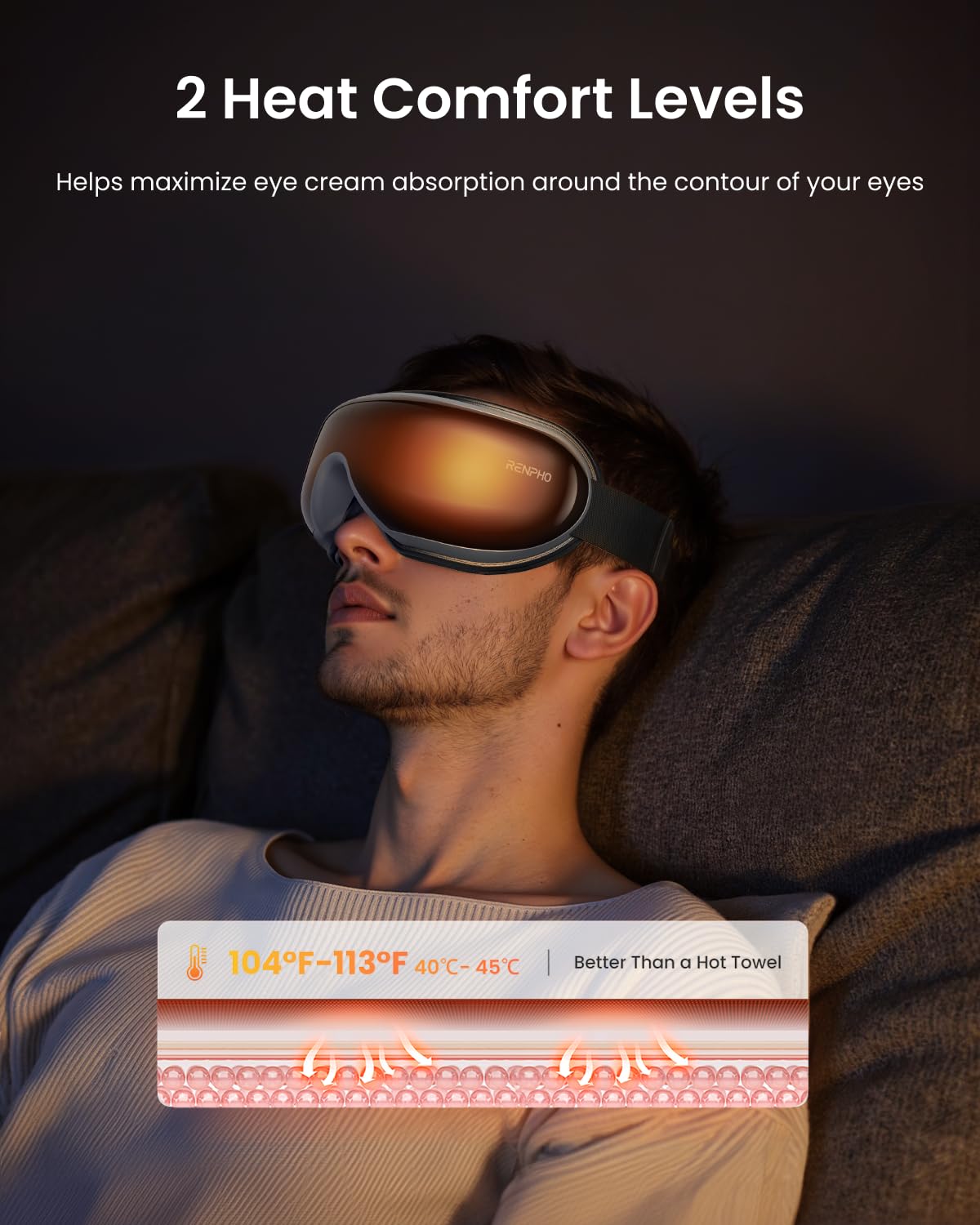 RENPHO Eye Massager with Heat, FSA Eligible HSA, New Year Birthday Valentine's Day Gifts, Eyeris1 Eye Massager with Remote Compression, Sleep Mask for Relax Migraine Relief Reduce Strain Improve Sleep
