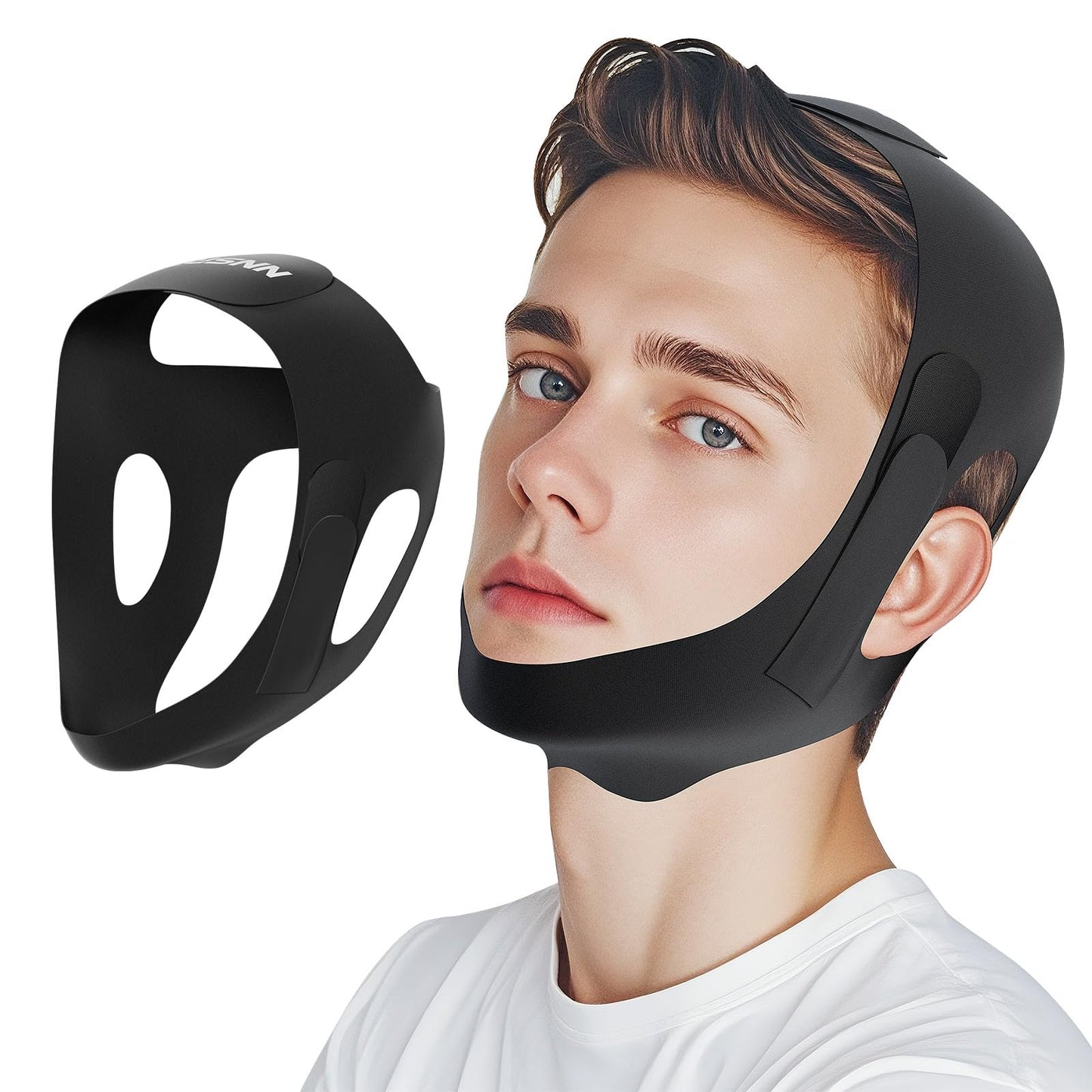 NNSRR Chin Strap for Sleeping,Anti Snore Chin Strap for CPAP Users,Anti Snoring Devices Breathable and Reusable for Men and Women,Simple and Effective Snoring Solution
