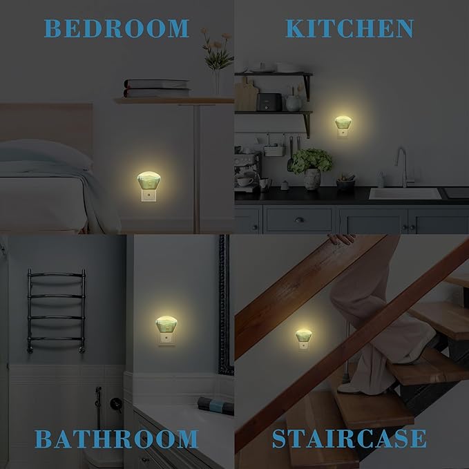 Blue Misty Mountains Plug in Night Lights, Deer Nightlight Plug Into Wall Dusk to Dawn Sensor for Kid Girls Boys Women Men Bedroom, Hallway, Kitchen, Bathroom, Stairs Decor