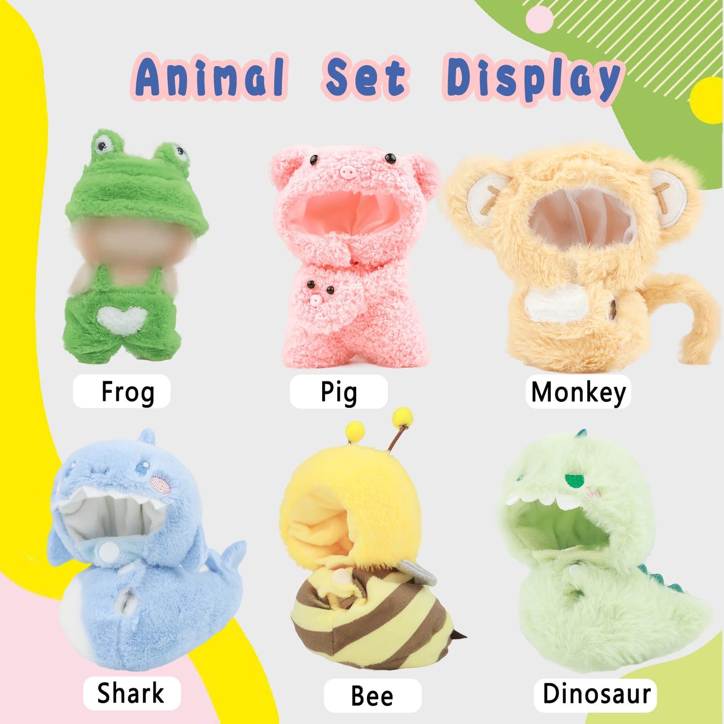 HiOKOU Clothes for labubu 17cm Accessories Suit Cute Clothes for Doll Dress up Animal Style Outfits (NO Doll)（Monkey）