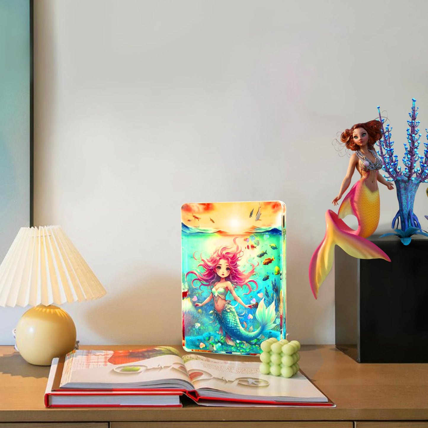 Childrenlive Mermaid   Light - Mini Led Card Lamp  Bedside & Desk Decor For Girls  Portable Night Light & Dreamy Desktop Ornament  Mermaids Gift For Girl/Mermaids Fans (Mermaid)