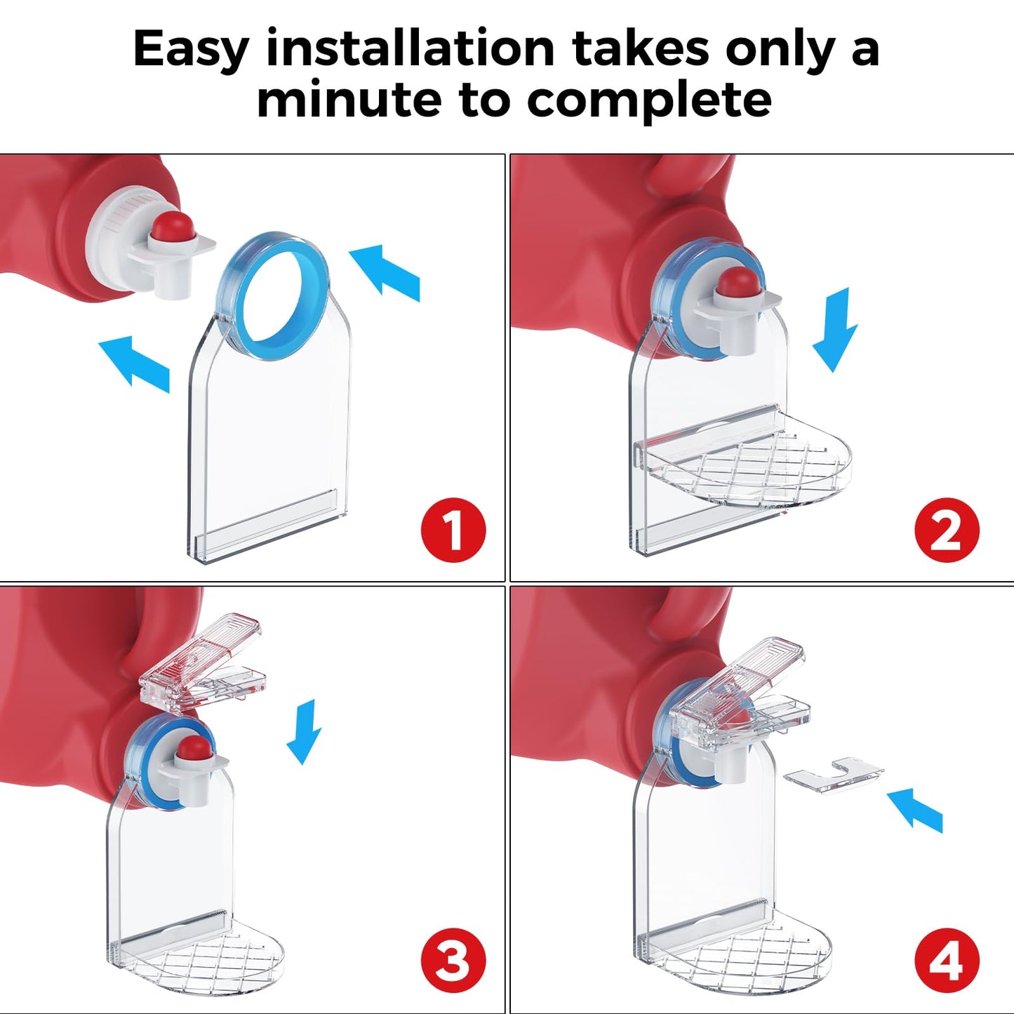 KERZEAT Clear Laundry Detergent Dispenser Cup Holder & Nozzle Force-Saving Switch, Drip Catcher, Soap Dispenser, laundry room organization decor (Clear 2 Pack)
