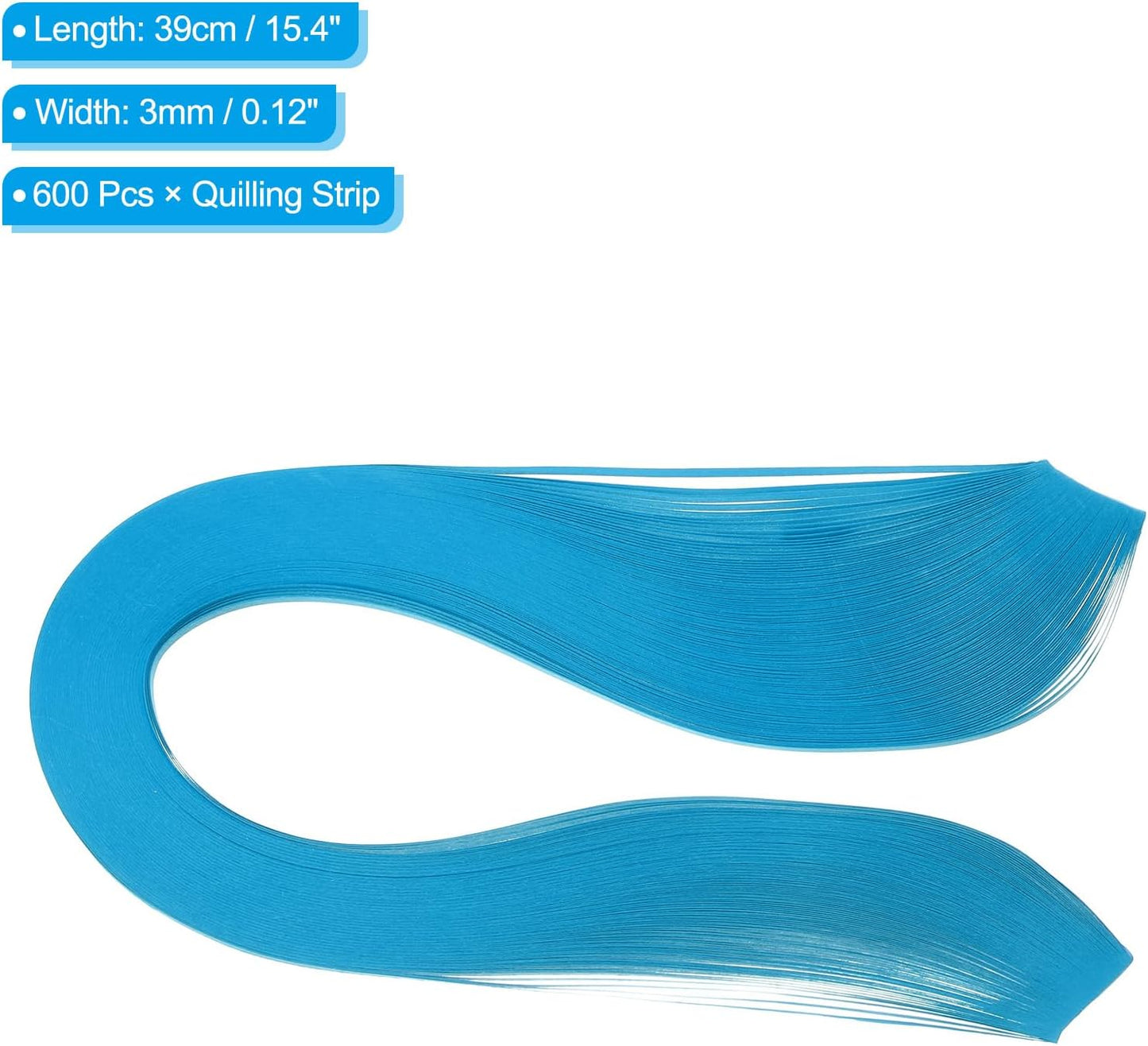 PATIKIL 600pcs Quilling Strips Paper 1/8"(3mm) 39cm Origami Paper Quilling Strip for Art DIY Hand Craft Christmas, Blue