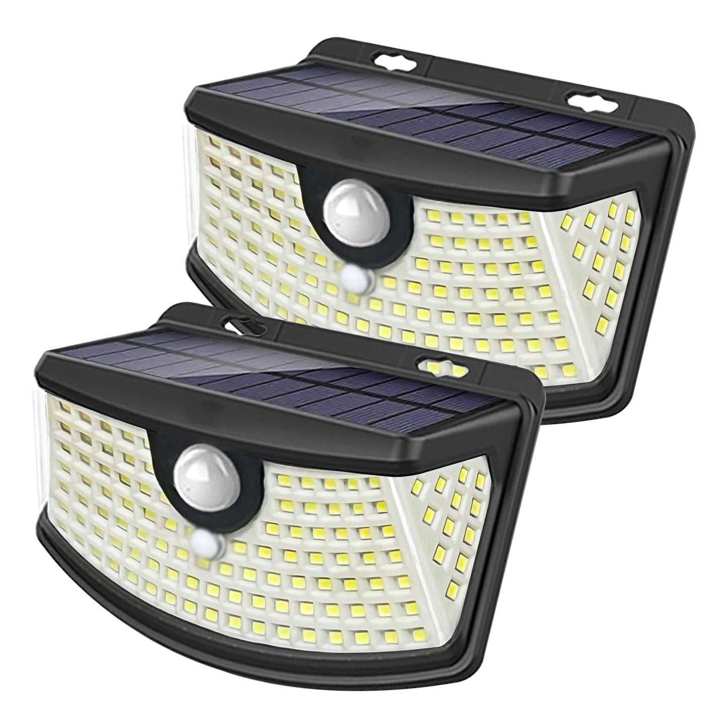Aootek New Solar Motion Sensor Lights 120 LEDs with Lights Reflector,270° Wide Angle, IP65 Waterproof, Step Lights for Front Door, Yard, Garage, Deck (Black, Daylight White, 2-Pack)