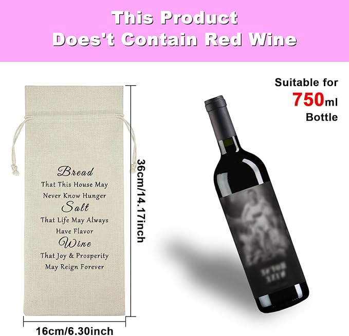 Housewarming Gift for Hostess Wine Gift Bag Thank You Gift for Women New Home Gift Wine Bottle Covers Christmas Thanksgiving Mothers Day Gift for Her Drawstring Burlap Wine Bag Home Storage Bag