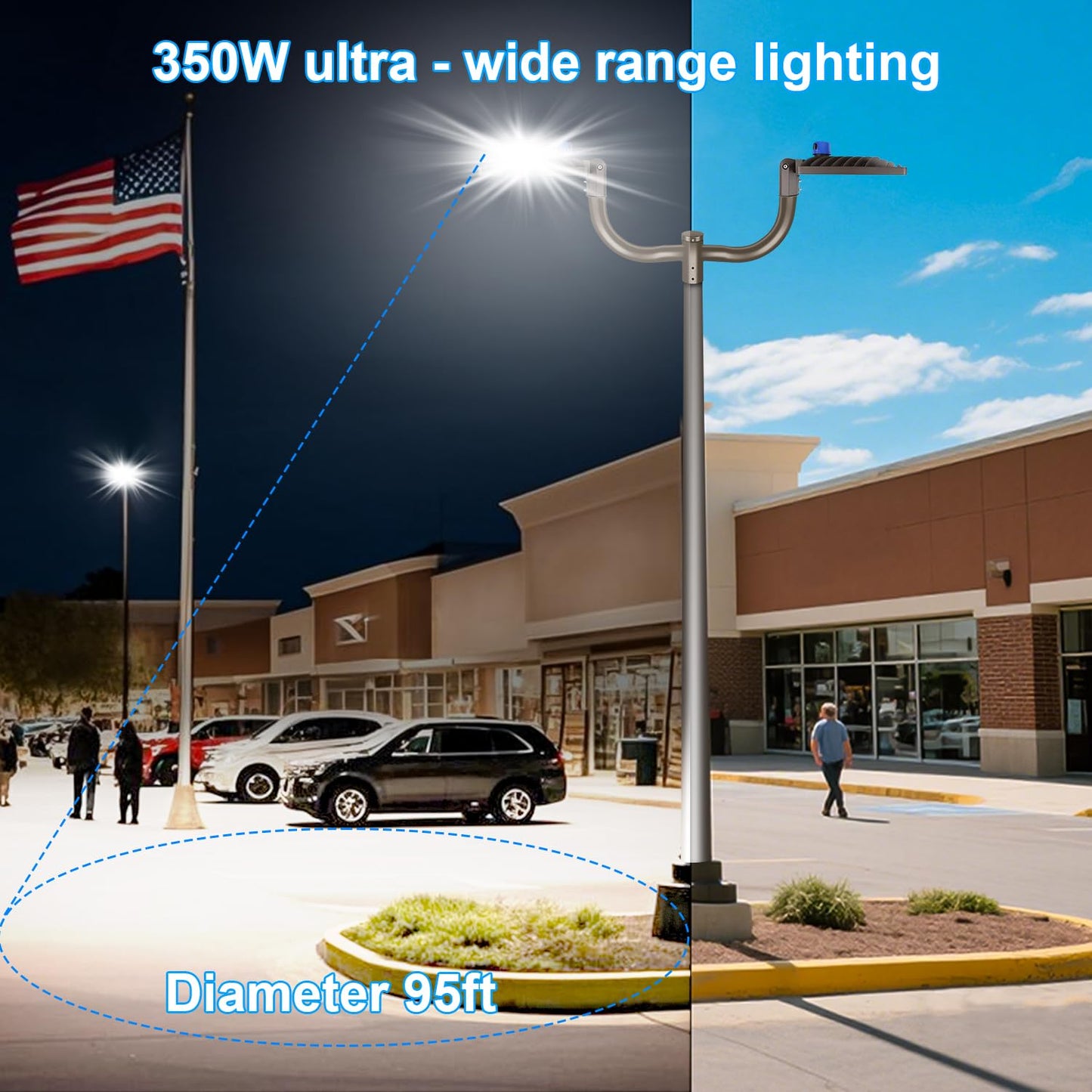 Ledmo 350W Led Parking Lot Light Adjustable Slip Fit Mount Led Parking Lights Photocell Super Bright Waterproof Outdoor Street Commercial Area Lighting 52500Lm 3 Pack For Sport Yard Stadium