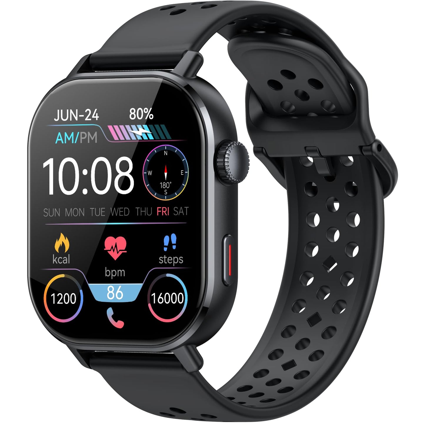 GPS Smart Watch for Men/Women, 2.06"HD AMOLED Smartwatch with Compass/Barometer/Altitude, Bluetooth Call ,110+Sports, 5 ATM Water-Resistance, Heart Rate/Sleep Monitor, Fitness Tracker for Android/iOS