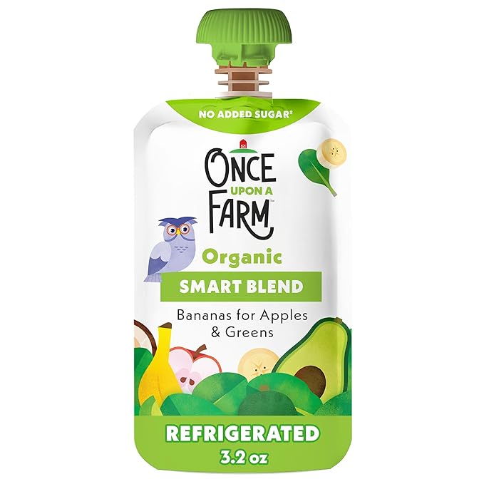 Once Upon a Farm Smart Blend Bananas for Apples & Greens Organic Snack Pouch, 3.2oz